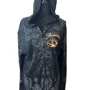 P. Micheal Mizzou Tigers Black and Gold Bedazzled Hoodie Size XL